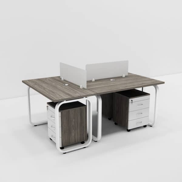 Cụm Bàn Nhân Viên 3 Người Chân Sắt-FCBNV64