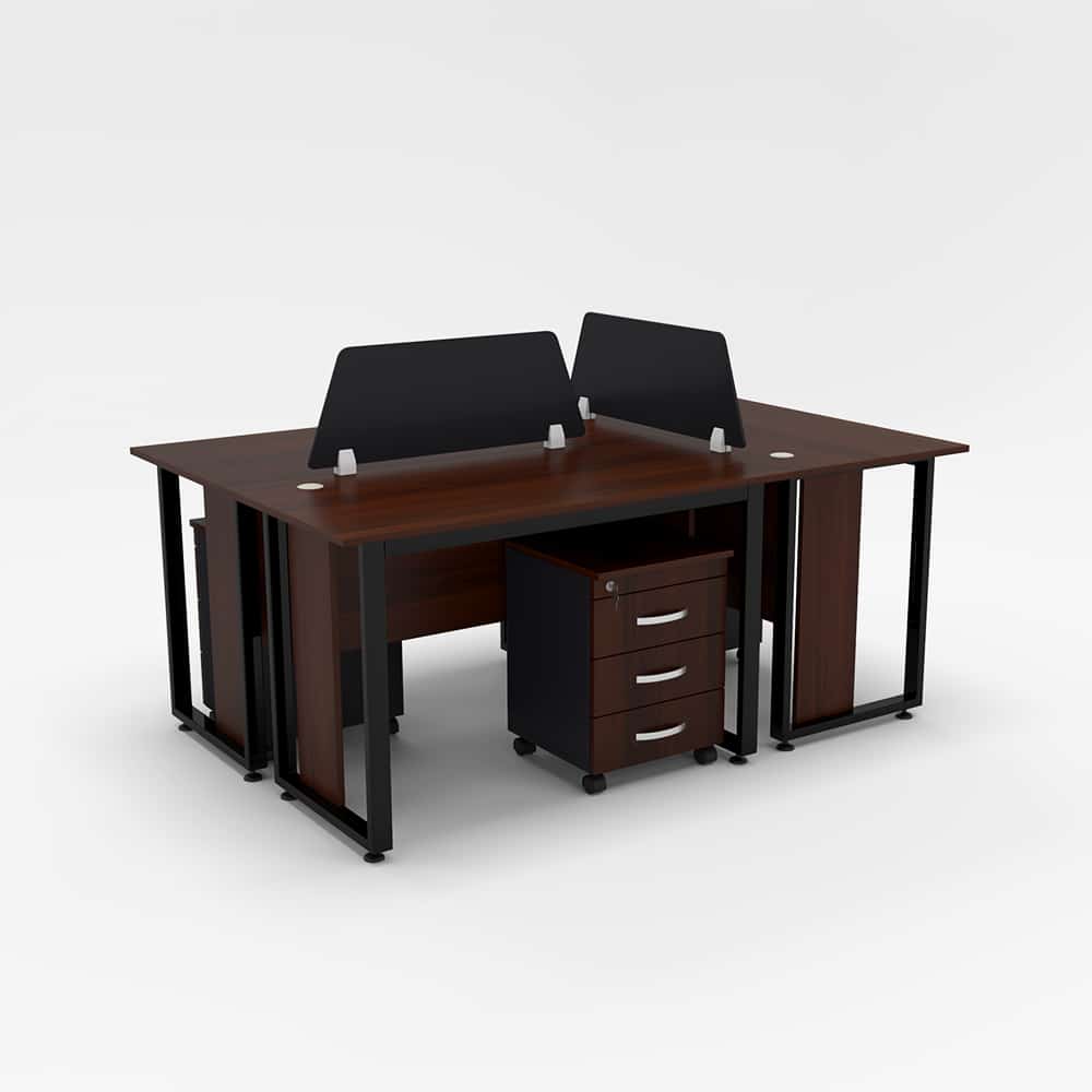 Cụm bàn làm việc chân sắt 3 người-FCBNV47