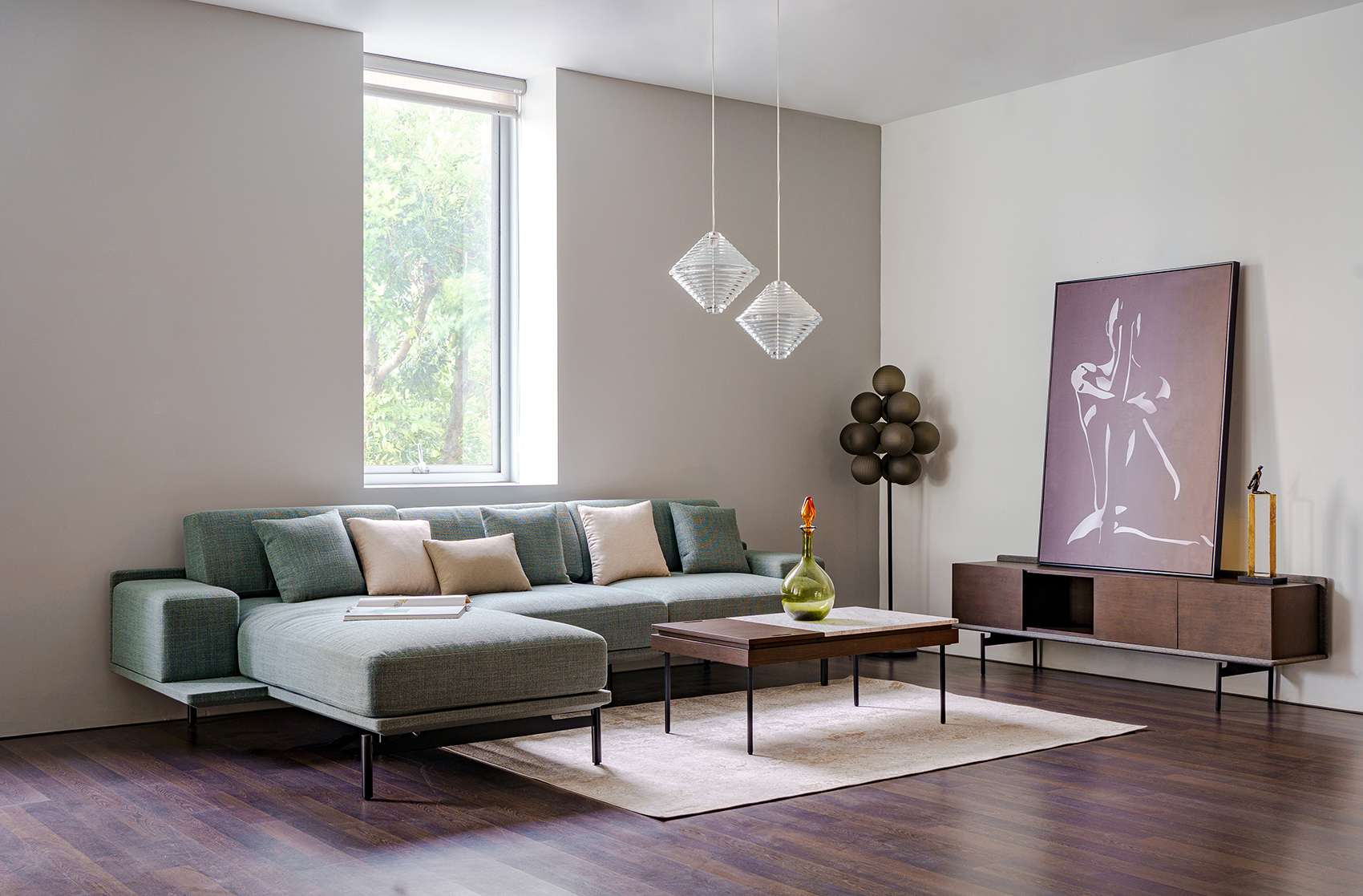 Phòng khách nơi kết hợp giữa sự thanh lịch và lối sống hiện đại