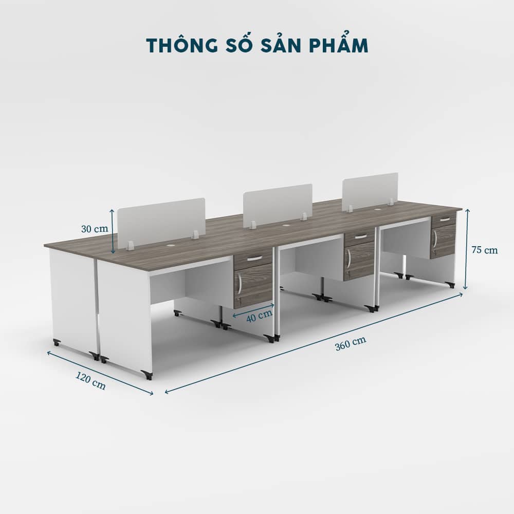 Cụm bàn làm việc 6 người-FCBNV41 - Ảnh 2
