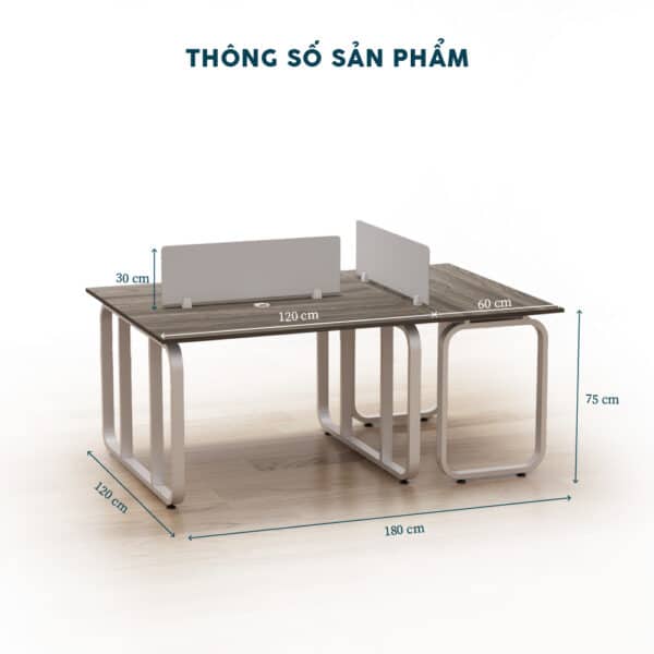 Cụm Bàn Nhân Viên 3 Người Chân Sắt-BLVF1 - Ảnh 2