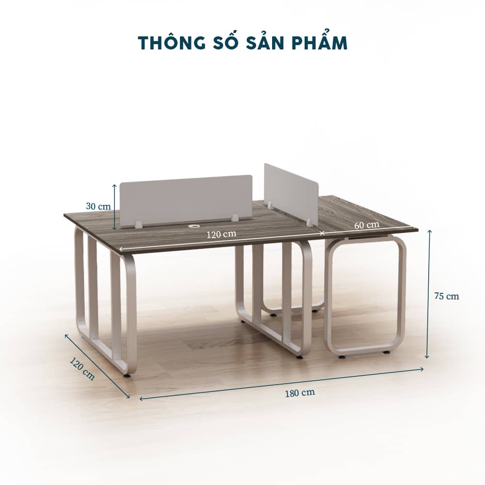 Cụm Bàn Nhân Viên 3 Người Chân Sắt-BLVF1 - Ảnh 5